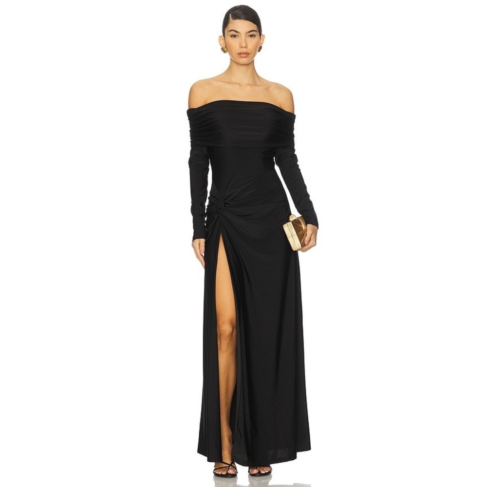 Runaway The Label Abbie Off Shoulder Maxi Dress Black NWT XS